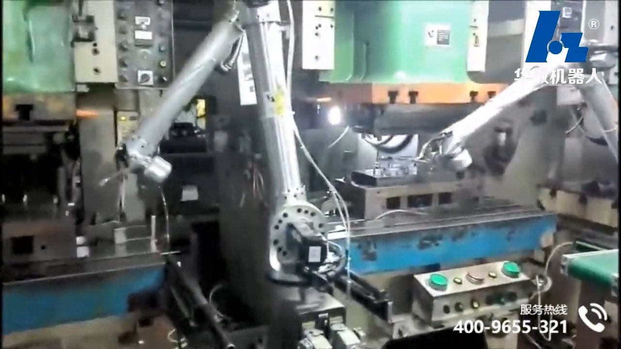 BR6 Bi-spin Robot video of Robot stamping production line